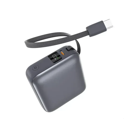 QCY PB10C 35W PD 10000mAh Fast Charge Mini Power Bank with Built-in Type C Cable & Digital Display