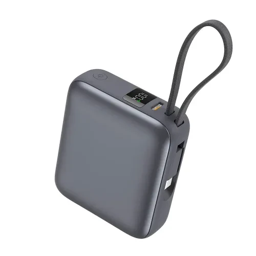QCY PB10C 35W PD 10000mAh Fast Charge Mini Power Bank with Built-in Type C Cable & Digital Display