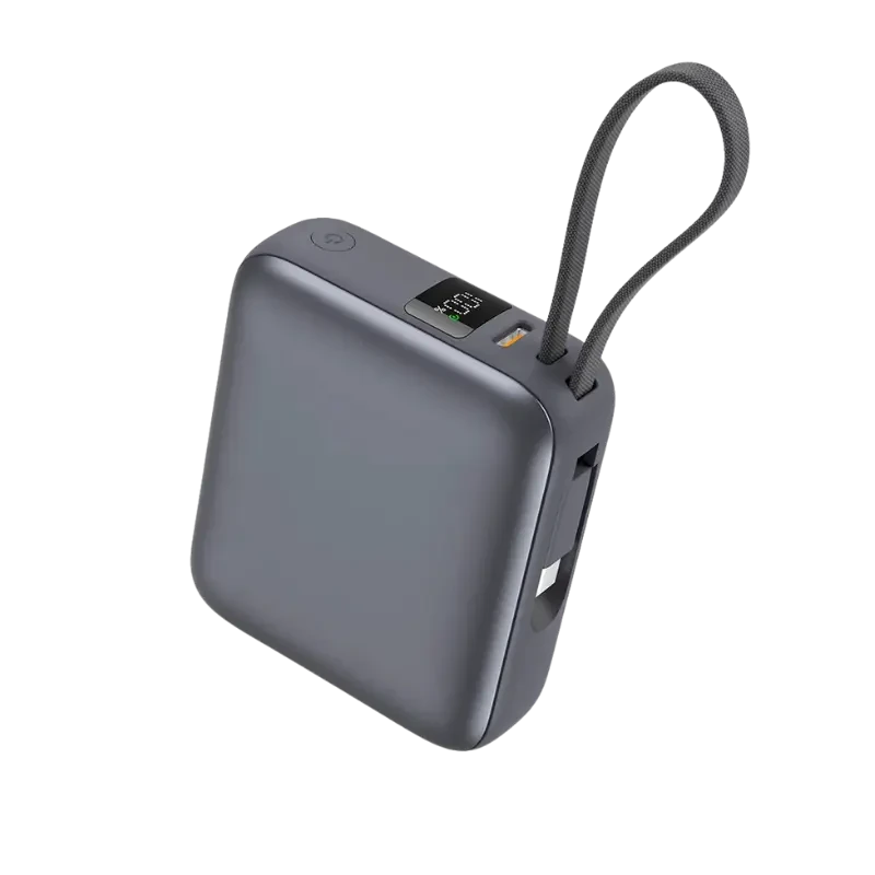 QCY PB10C 35W PD 10000mAh Fast Charge Mini Power Bank with Built-in Type C Cable & Digital Display