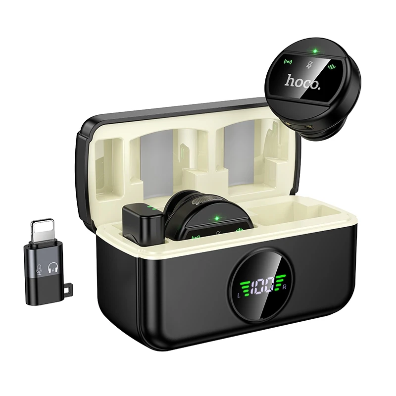 Hoco L22 Bright 2-in-1 Wireless Lavalier Microphone with Charging Case