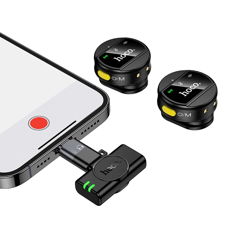 Hoco L22 Bright 2-in-1 Wireless Lavalier Microphone with Charging Case