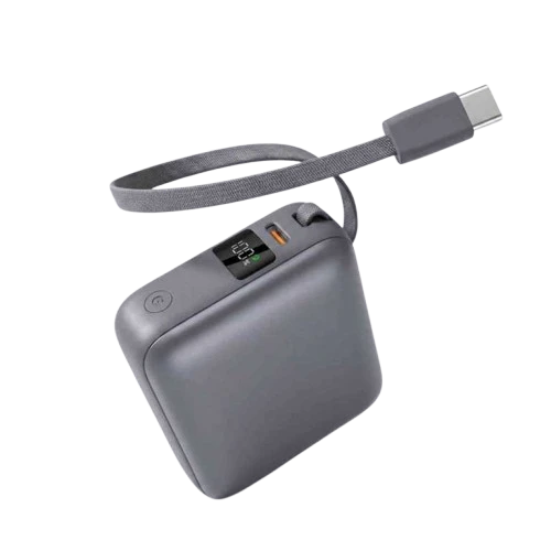 QCY PB10C 35W PD 10000mAh Fast Charge Mini Power Bank with Built-in Type C Cable & Digital Display